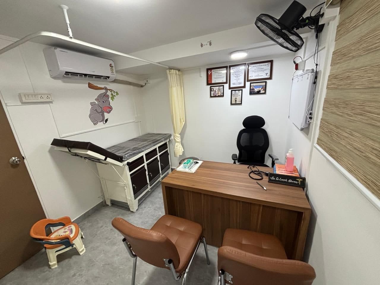 Framed qualifications and a child-friendly examination area